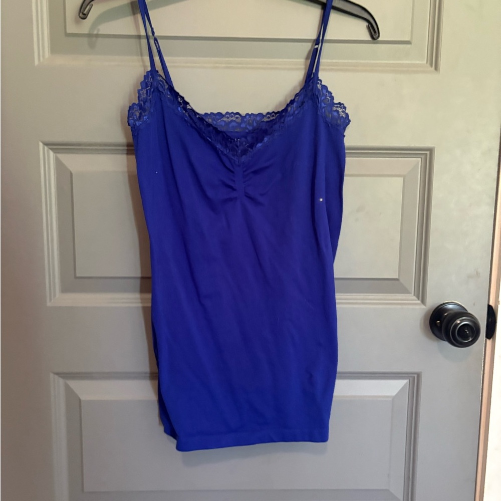 Blue Lace Trim Cami Top